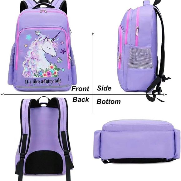 New Girls Backpack Kids Elementary Bookbag Girly School Bag with Insulated Lunch - Picture 11 of 16